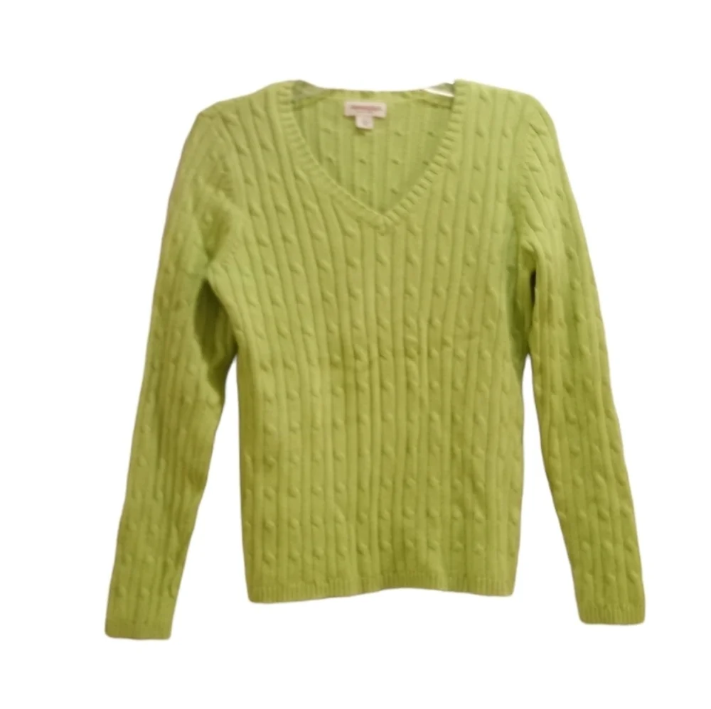 St. John's Bay Lime Green Cable Knit Chuncky Sweater Size S